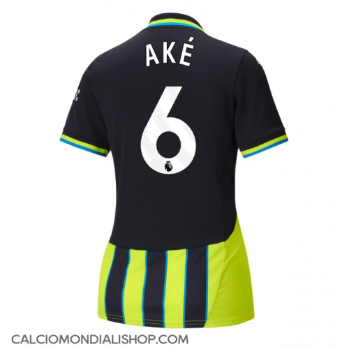 Maglie da calcio Manchester City Nathan Ake #6 Seconda Maglia Femminile 2024-25 Manica Corta